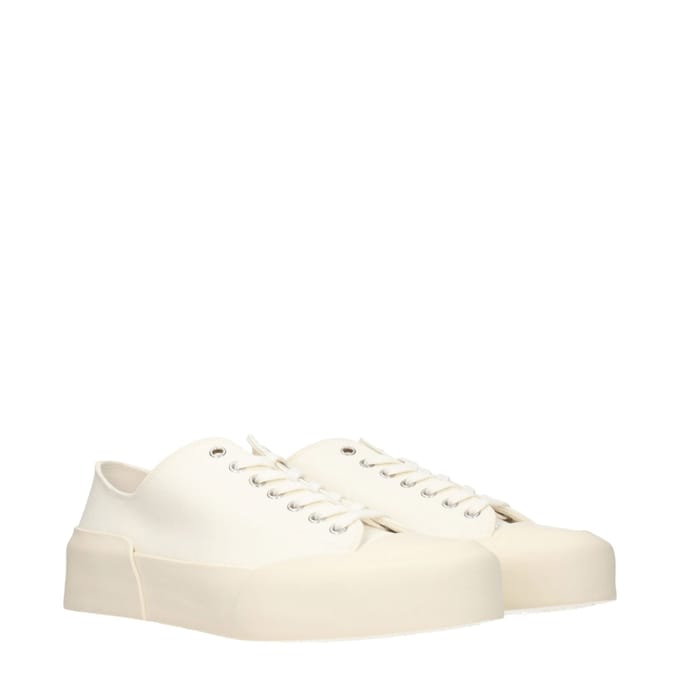 Jil Sander Beigekleurige Stof Lage Sneakers