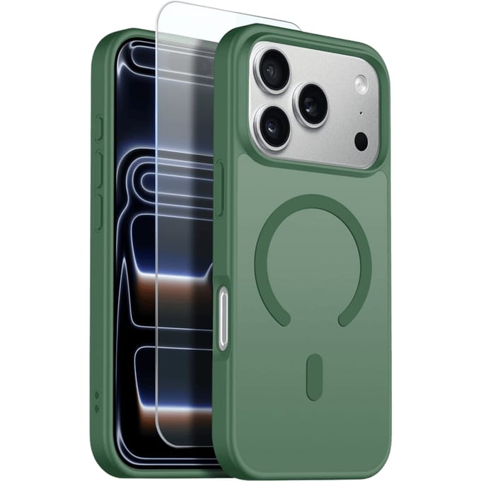 Northjo 2-in-1 iPhone 17 Pro Hoesje – Shockproof, MagSafe + Screenprotector Groen