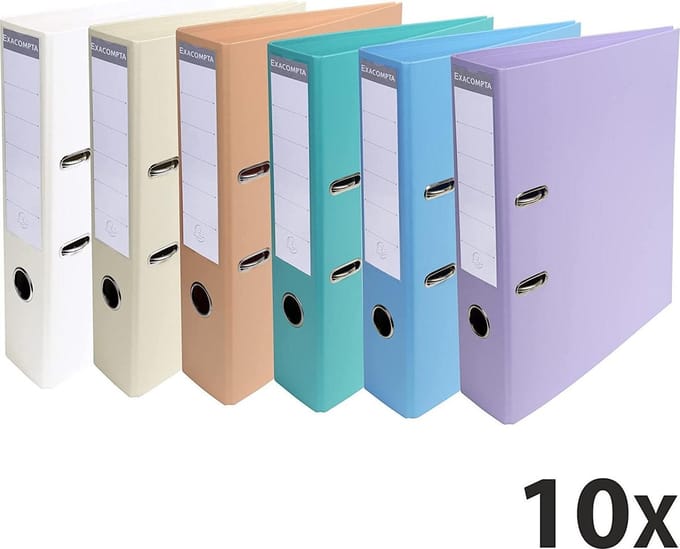 10 x Ordner Exacompta * A4 * 70mm PVC * Pastel kleuren gemixed