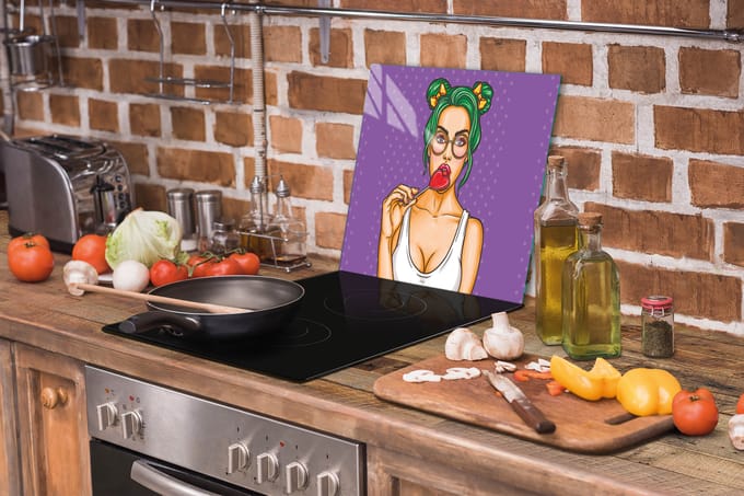 TMK ArtDeko Serie - Glazen Snijplank - 52x40 cm - Vrouw - Hittebestendig