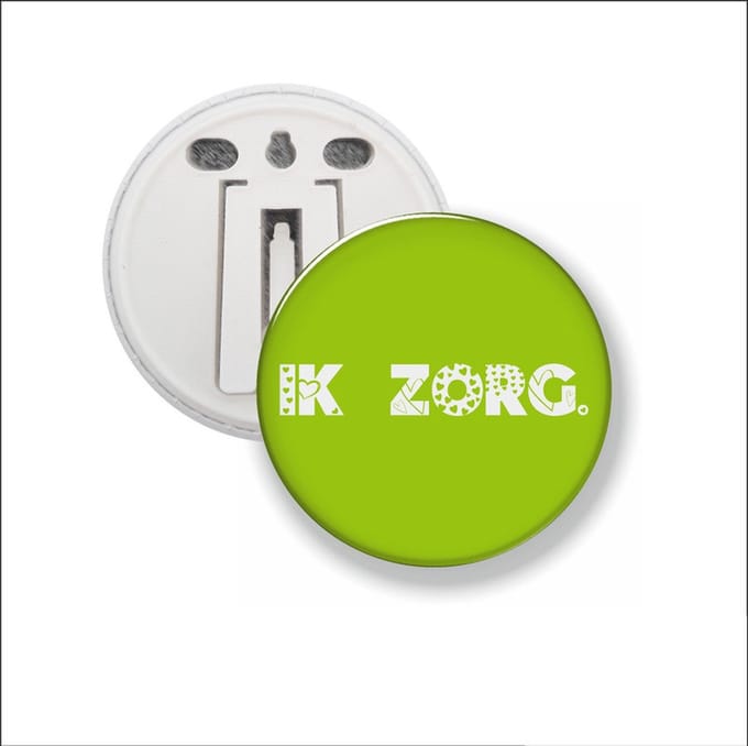 Button Met Clip 58 MM - Ik Zorg - Lime