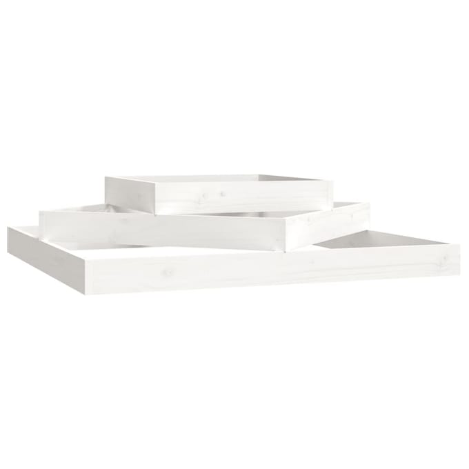 vidaXL - Plantenbak - 112x112x27 - cm - massief - grenenhout - wit