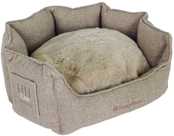 Happy-House Mand rond HH Chic Living Bouclé luxe met bont Beige