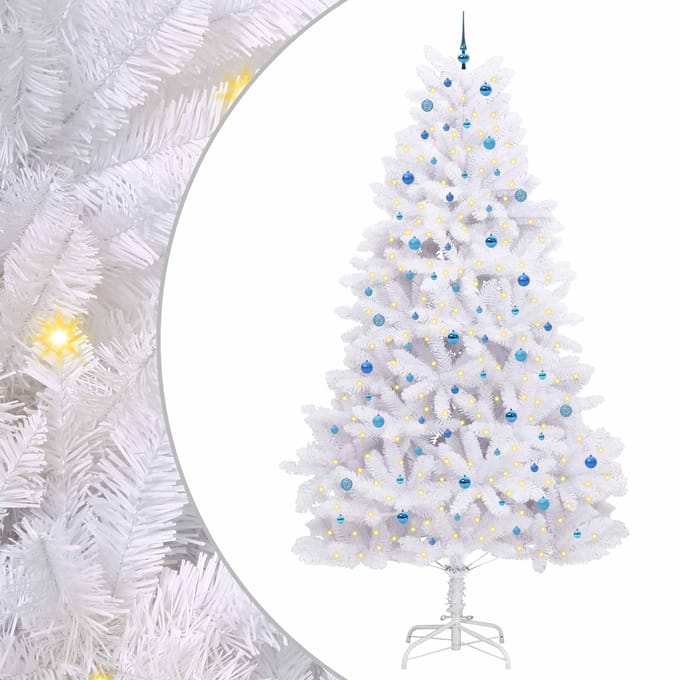 vidaXL - Kunstmatige - Hinged - Kerstboom - Wit - 300 - cm - PVC - en - Staal