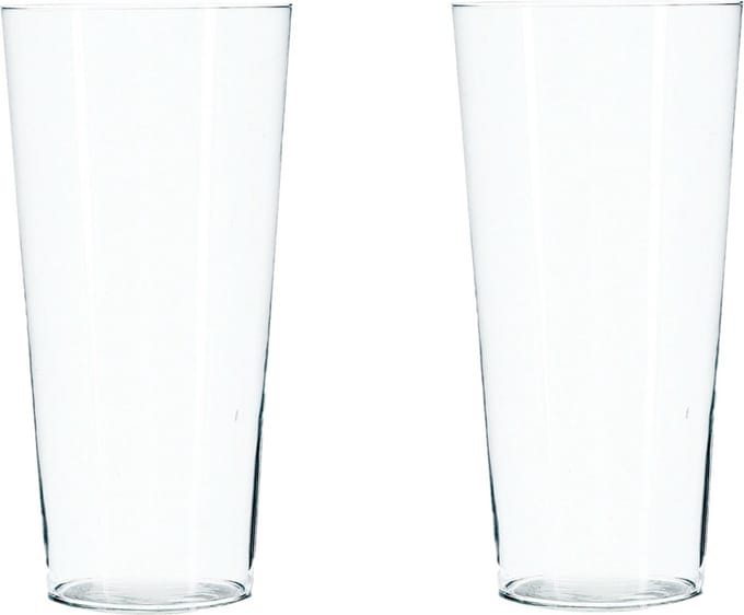 Atmosphera bloemenvaas - 2x - Conisch model - transparant - glas - H30 x D14 cm