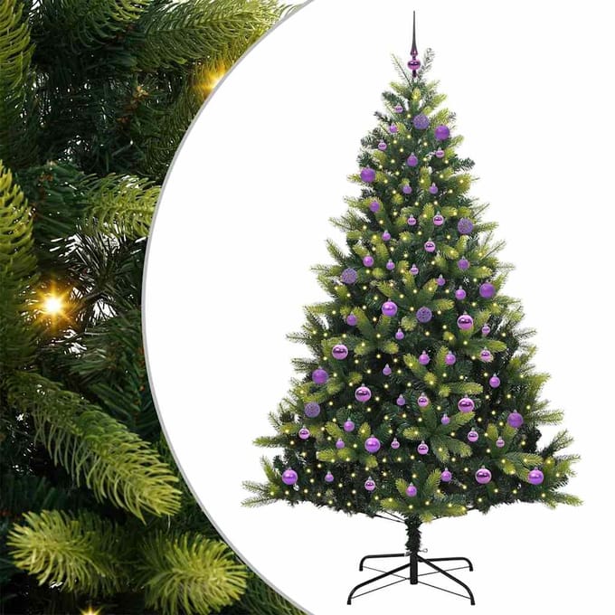 vidaXL - Kunstmatige - Scharnierende - Kerstboom - 300 - LEDs - Groen - 180 - cm