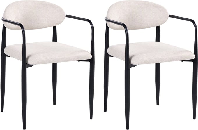 TANEVIK - Eetkamerstoel set van 2 - Lichtbeige - Polyester