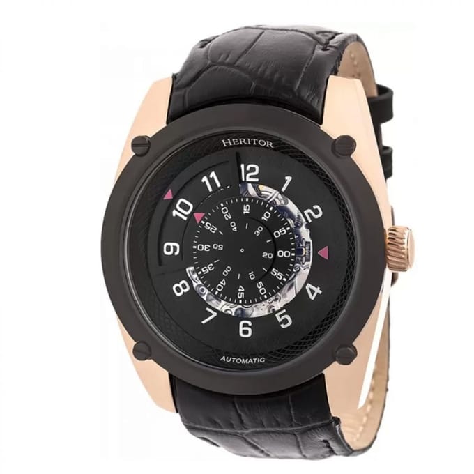 Heritor automatisch Daniels semi-skelet horloge met leren band