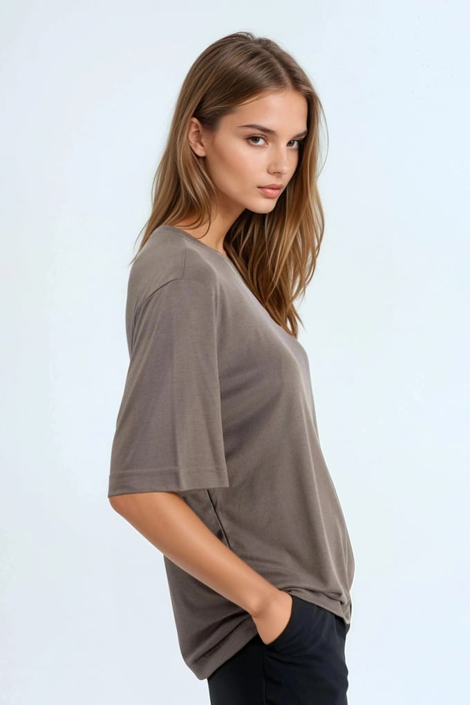 Overmaatse Coltrui Geribbelde T-Shirt
