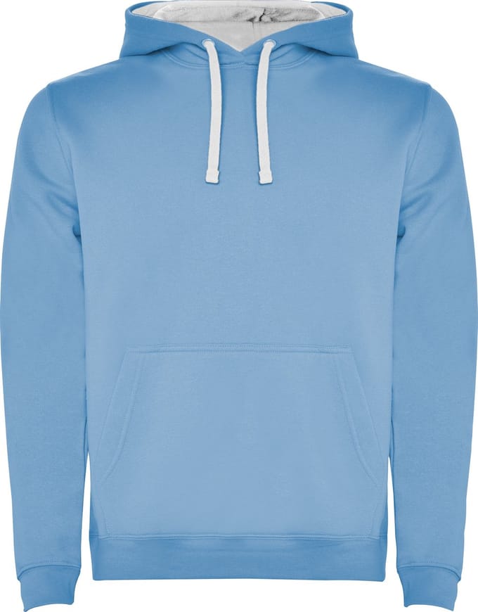 Roly Kids´ Urban Hooded Sweatshirt RY1067K - Sky Blue 10/White 01 - 9/10 years