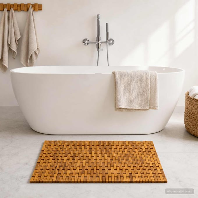 vidaXL - Badmatten - Naturel - 65 - x - 100 - cm - Massief - Acacia - Hout