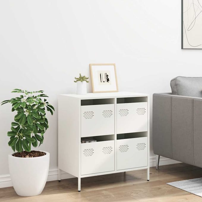 vidaXL - Dressoir - 68x39x73,5 - cm - koudgewalst - staal - wit
