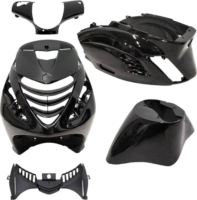 Kappenset RS-1 Piaggio Zip 50 2T / 4T - Glans Zwart