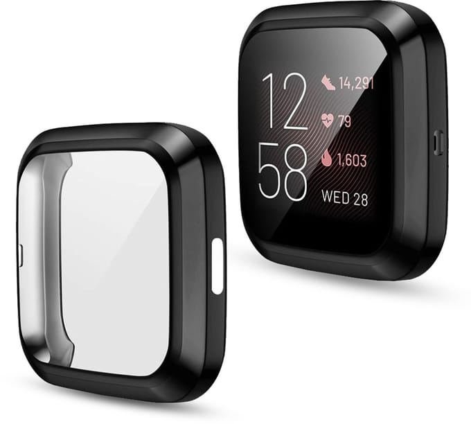 By Qubix - Geschikt voor fitbit Versa 2 Soft TPU case (volledig beschermd) - Zwart