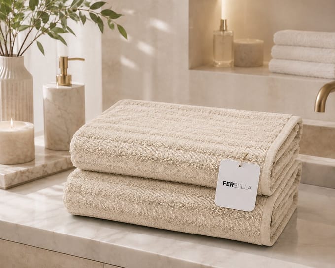 Maya badhanddoekenset 2-delig – 70 x 130 cm – 500 g/m² – Beige