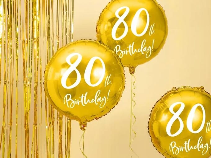 Partydeco - Folieballon 80 Birthday Goud 45 cm