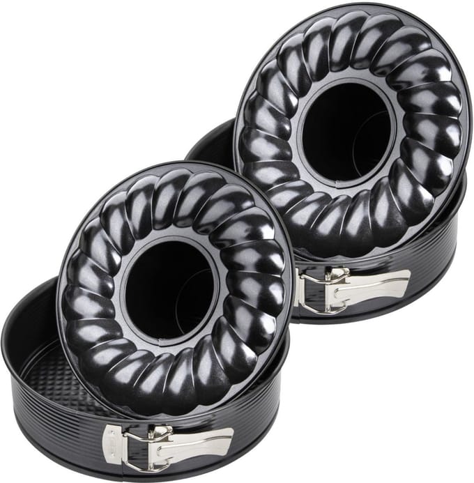 Set van 2 Bakvormen voor taart en savarin met dubbele bodem 24 cm Zenker Black Metallic
