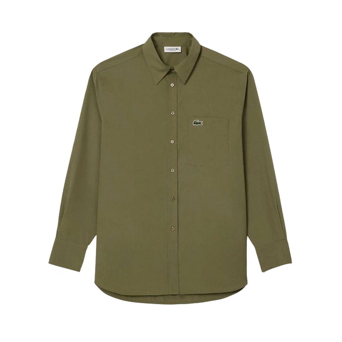 Lacoste Dames/Dames Popeline Oversized Overhemd (Kaki Groen)