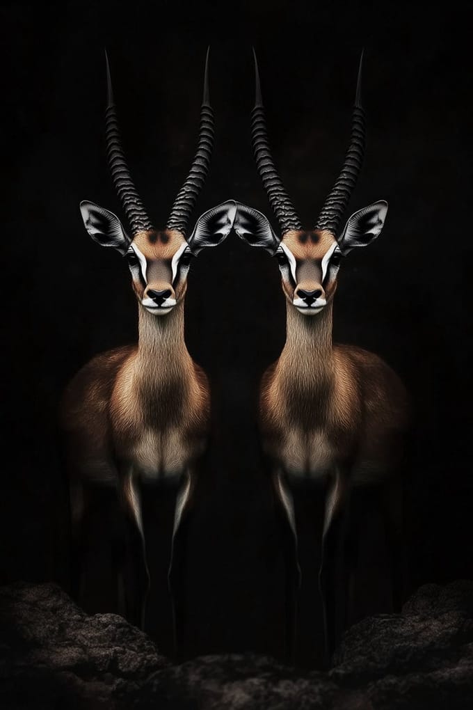 Glasschilderij 80x120cm Twee gazelles