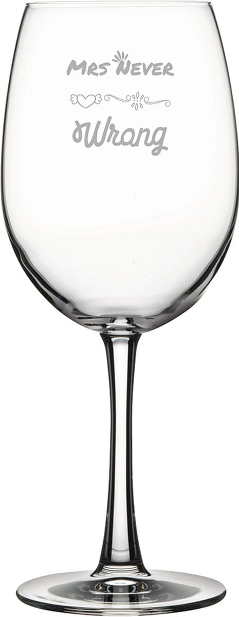 Gegraveerde rode wijnglas 58cl Mrs. Never wrong