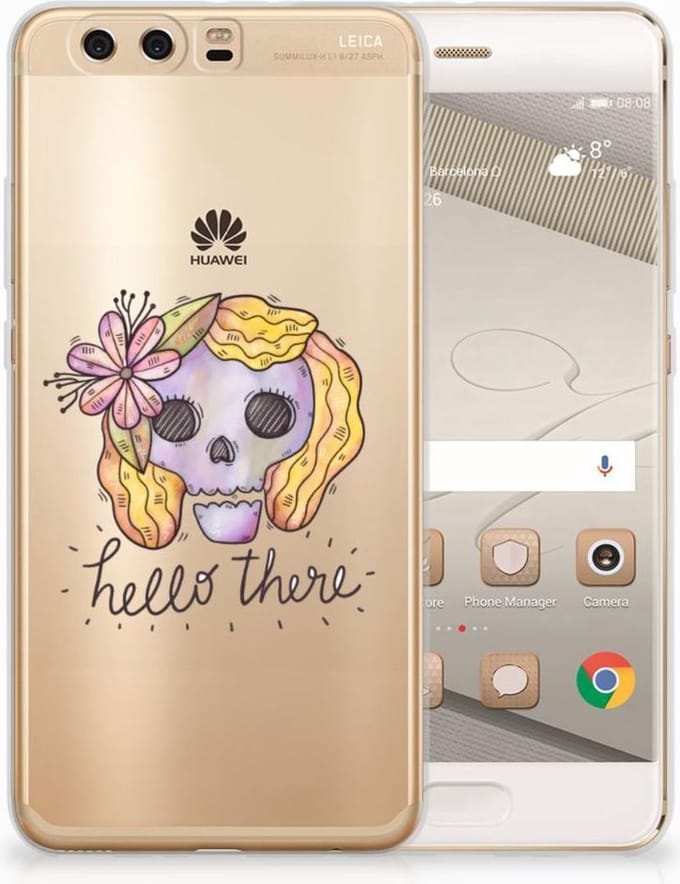 Silicone Back Case Huawei P10 Plus Boho Skull