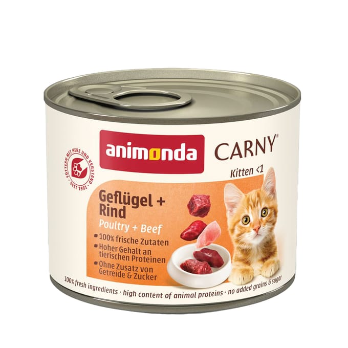 12x200g Kitten Gevogelte en Rund animonda Carny Kattenvoer