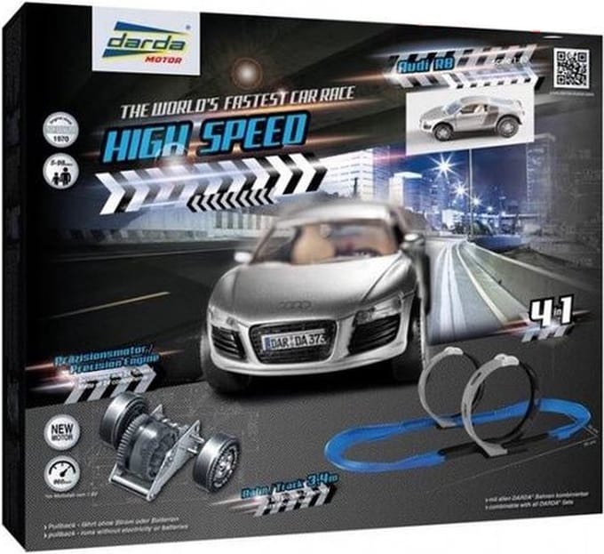 Darda Racebaan High Speed 3,4 Meter Blauw/grijs/zwart