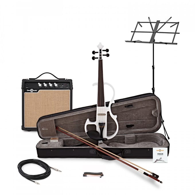 Elektrische Viool van Gear4music, Wit, met Versterkerpakket
