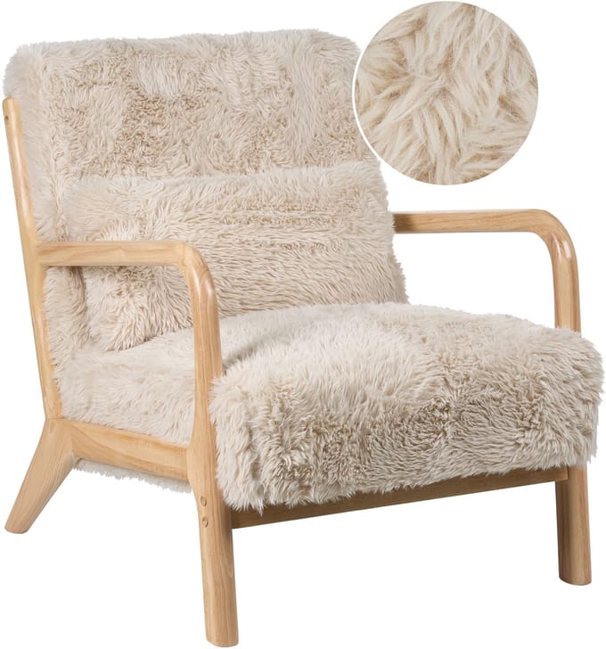 SKOVDE - Fauteuil - Lichtbeige - Kunstbont