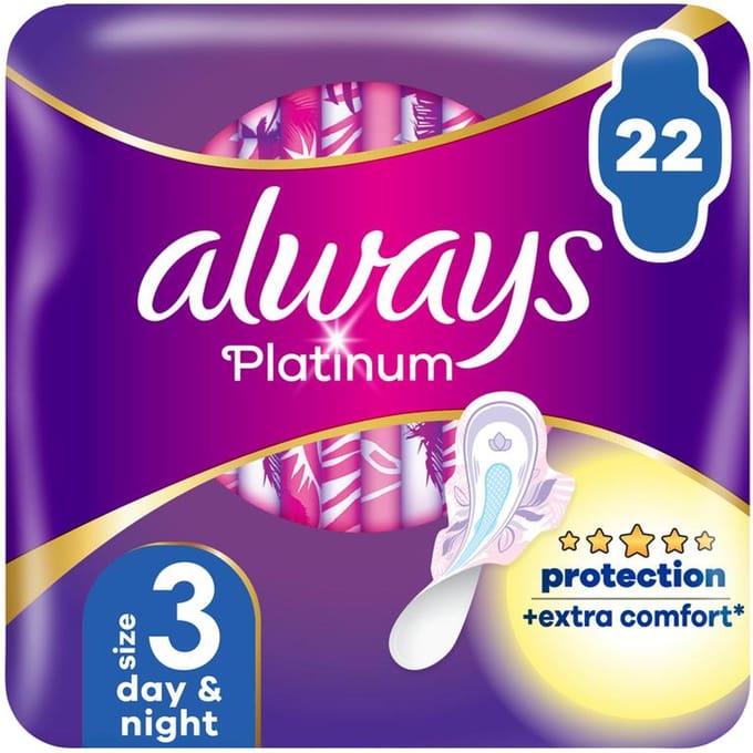 Always Platinum Maandverbanden, Met Flappen, Super Extra 22 Stuks