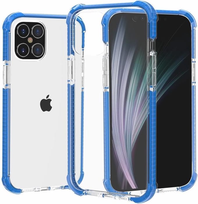 iPhone 12 / iPhone 12 Pro bumper case hoesje TPU + acryl - Transparant blauw
