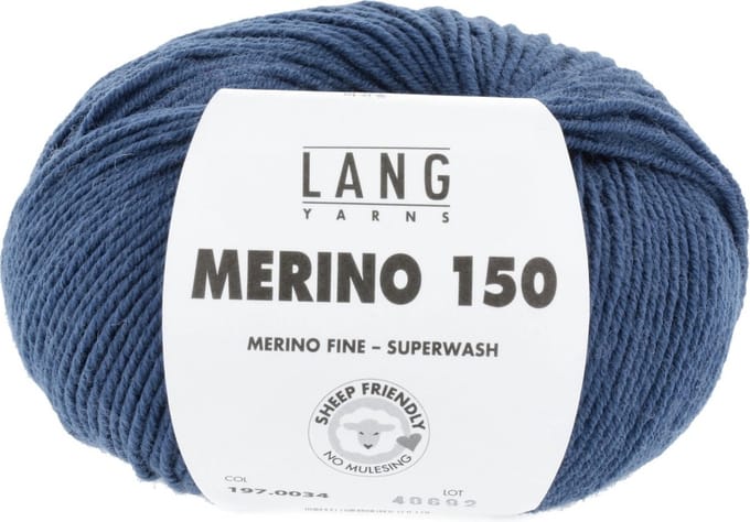 Lang Yarns Merino 150 - 34 donker denimblauw - Merinowol Garen