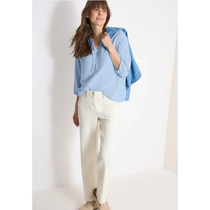 3/4-mouwen blouse met gespleten hals