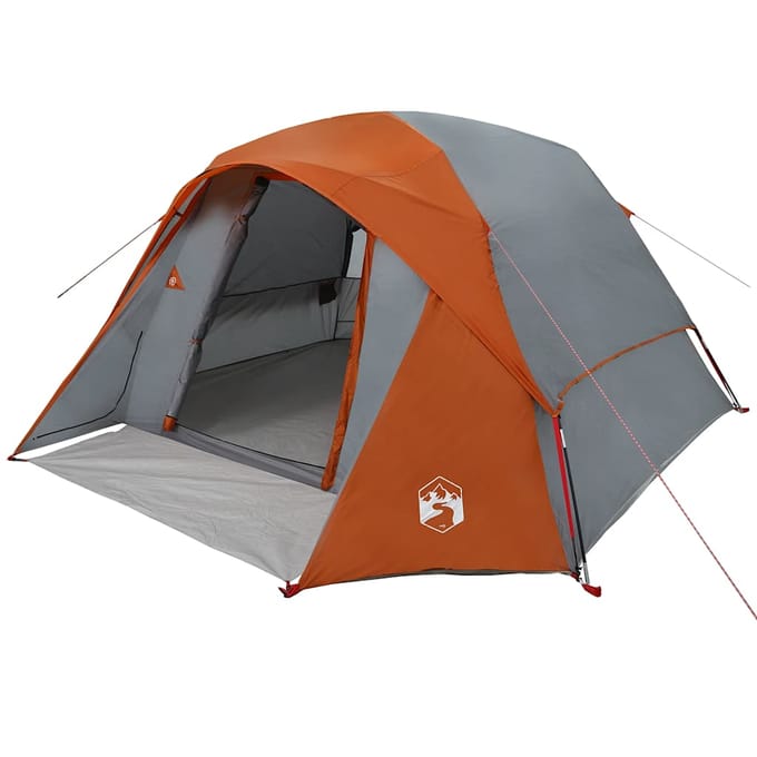 vidaXL - Tent - 4-persoons - waterdicht - grijs - en - oranje