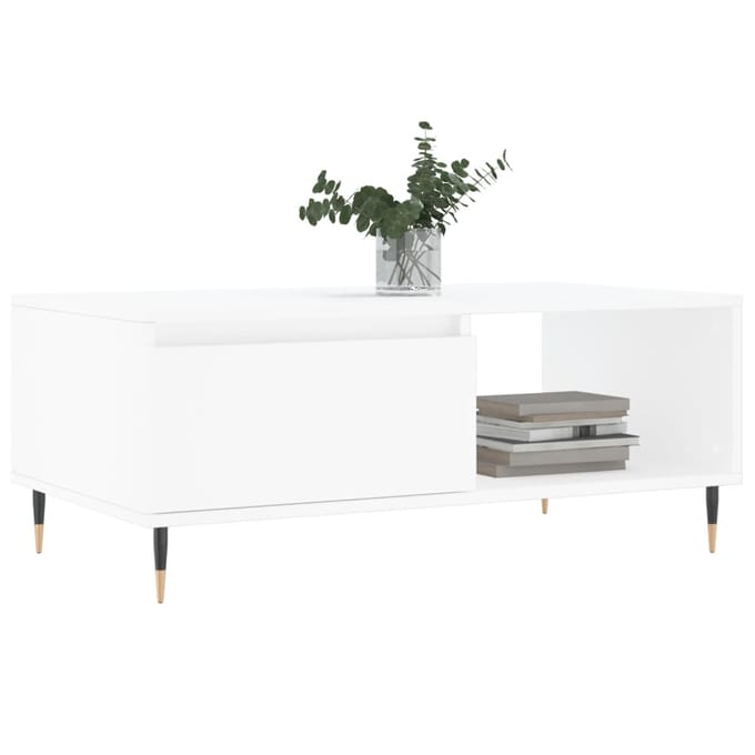 vidaXL - Salontafel - 90x50x36,5 - cm - bewerkt - hout - wit