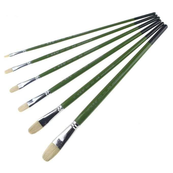 Senior olieverf penseel set varkenshaar gouache 12 stuks verfkwasten groen