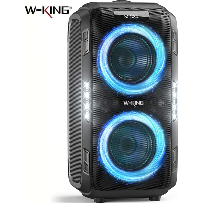 W-KING 250W PEAK grote Bluetooth-luidspreker luidst/massief 120dB/12 aangepaste bas, V5.3 Big Party Boombox draagbare luidspreker draadloos zwart
