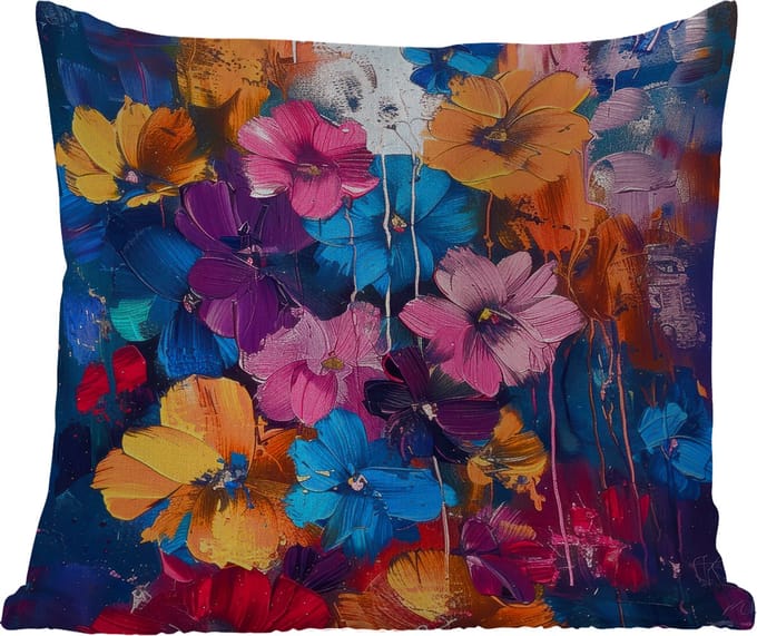 Tuinkussen - Bloemen - Kleurrijk - Abstract - Modern - 40x40 cm - Weerbestendig
