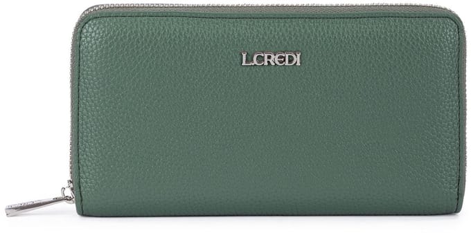 L.CREDI portemonnee Perla Zip Around Wallet Deep Green groengrijs