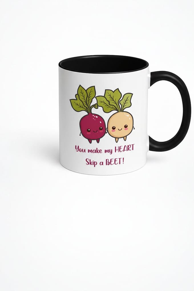 Mok met Grappige Bieten & Woordspeling - 'Heart Skip a BEET' Liefde Cadeau