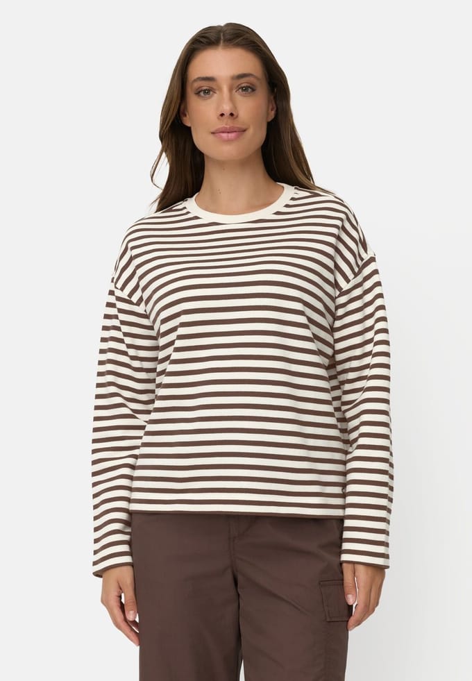 camel active Sweatshirt van een katoenmix - Maat womenswear-M - Bruin