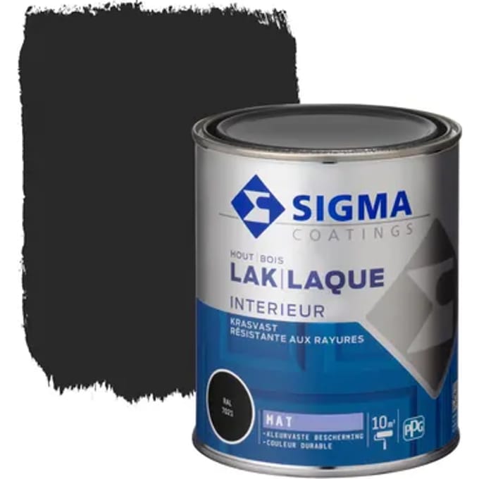 Sigma Houtlak Binnen Interieur - Zwartgrijs Ral 7021 - Mat - 750ml