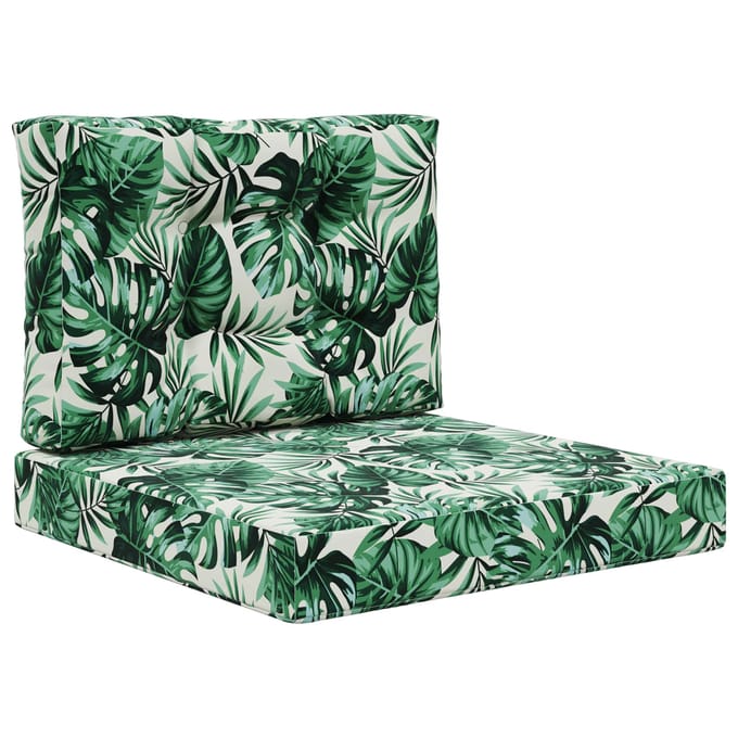 vidaXL - Buitenbankkussen - Polyester - Bladpatroon - 60 - x - 60 - cm - Bladpatroon