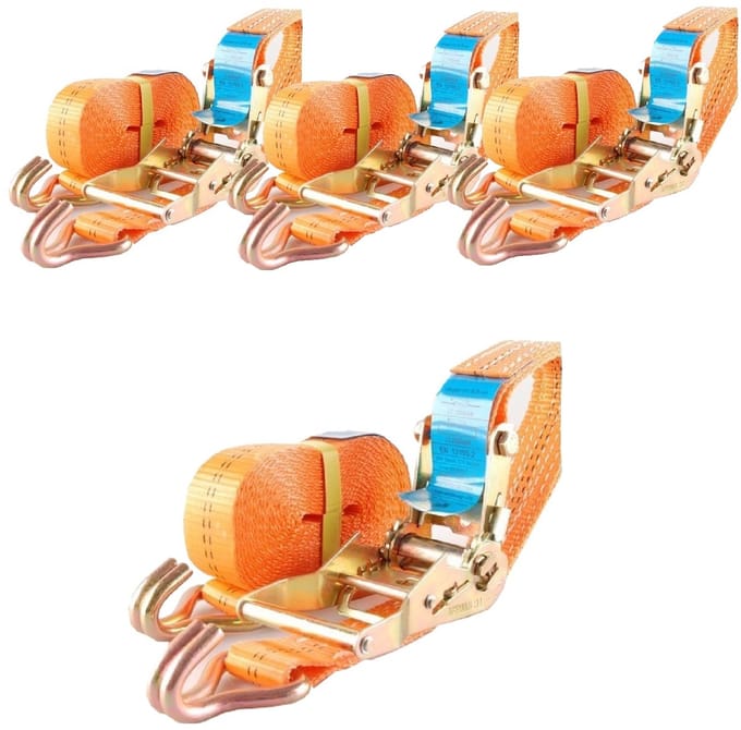 4x professionele ratel spanband spanband 2-delig 5m 2t 2tot 2000kg TÜV/GS ORANJE