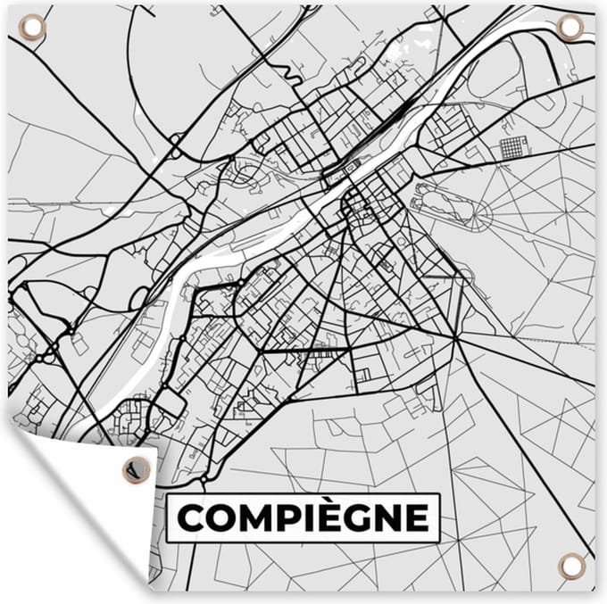 Tuindoek Kaart - Stadskaart - Frankrijk - Compiègne - Plattegrond - 100x100 cm