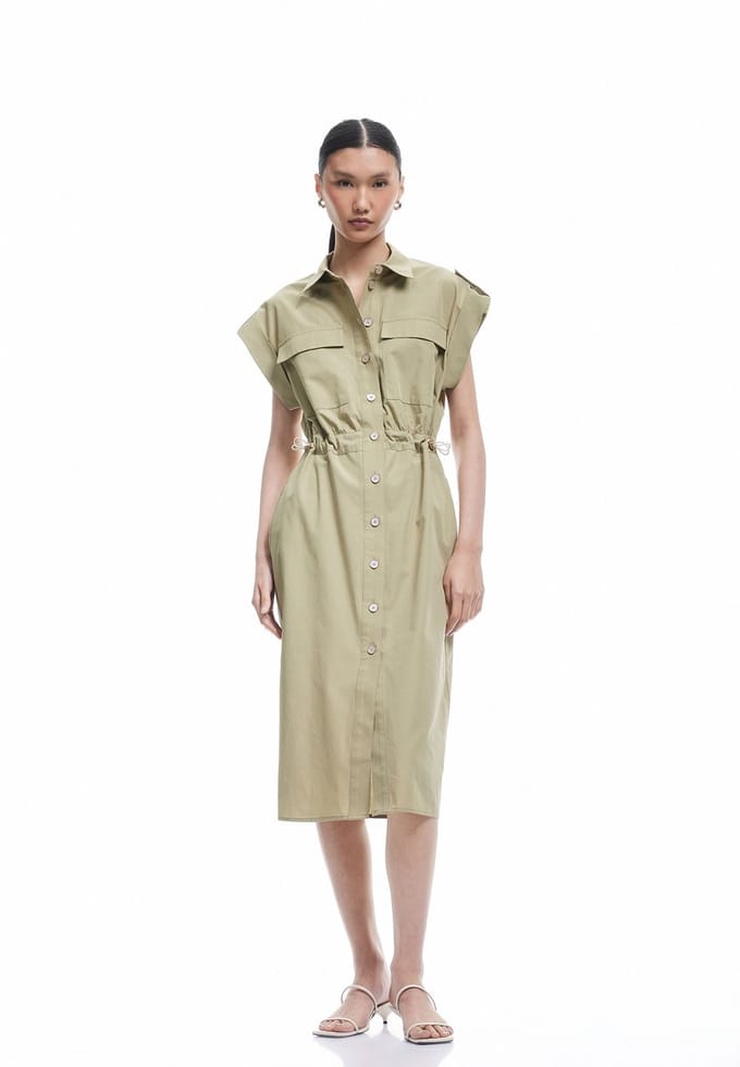 Midi-lengte Button-Down Midikleid