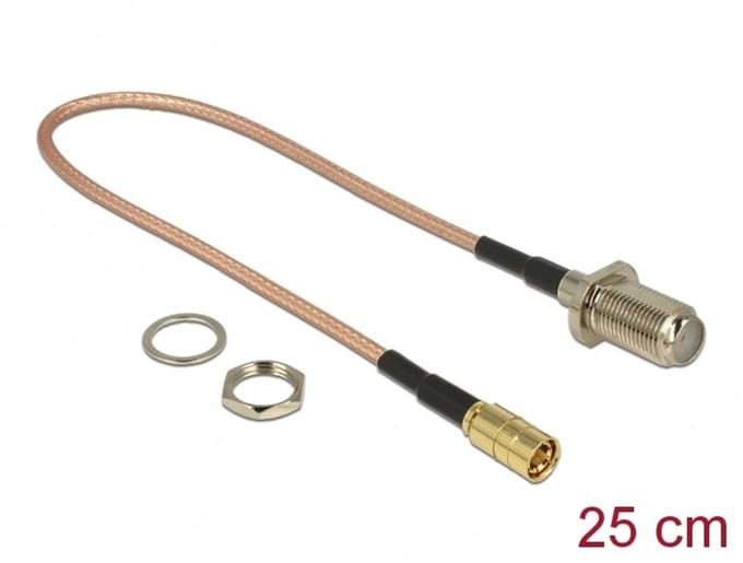Delock Antenna cable F jack bulkhead > SMB plug RG-316 25 cm