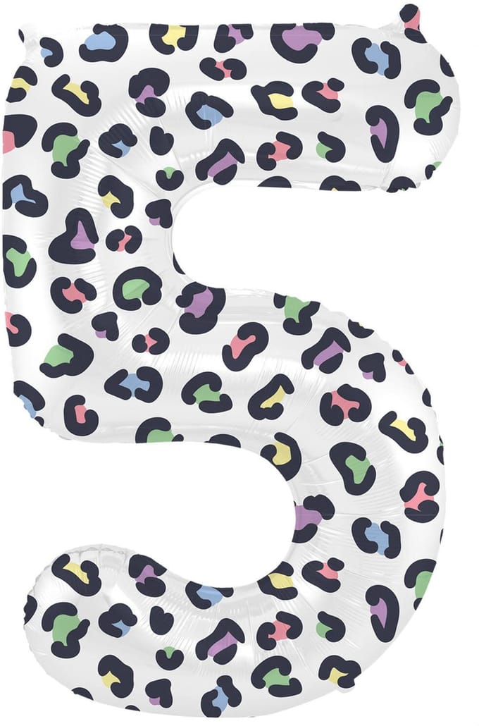 Folieballon Cijfer 5 Bright Panther - 86 cm