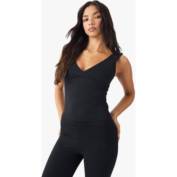 Dames DSGN Studio Ultra Sculpt Wikkel Voorkant Gewatteerde Vest Top | Zwart | Maat: Medium