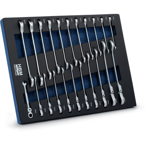 HBM inlay met ringratelsteeksleutelset metrisch 22-delig
